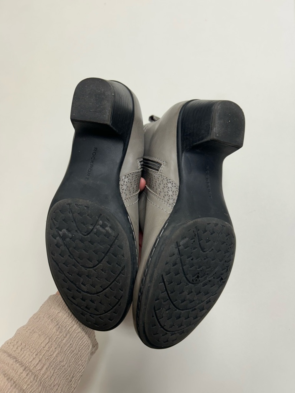 Rockport Gray Low Heel Ankle Booties with Button Accent - Picture 8 of 10